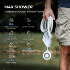 FLEXTAIL Outdoor Camping Shower Portable without Box Electric Shower Pump IPX7 Waterproof for Outdoor Shower, Car Wash, Dishwash