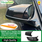 For BMW 5 6 7 Series E60 E61 E63 E64 F01 F02-F04 F06 F07 F10 F11 F12 F13 Carbon Fiber Black Side Wing Rearview Mirror Cover Cap