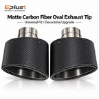 Universal Car Matte Carbon Fiber Muffler Tip Exhaust Pipe Nozzle Decoration Stainless Silver&Black Tilting Left Right Oval
