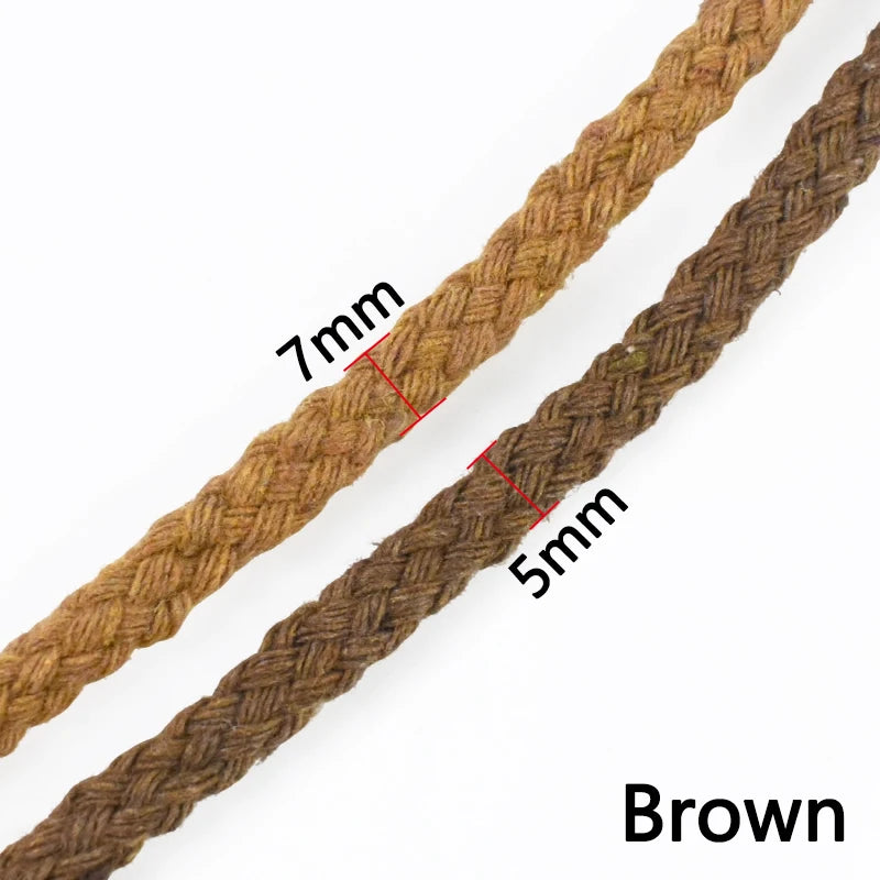 10M 5/7mm Cotton Cord for Sewing Twisted Rope Bag Strap Weave Cords Woven String Home Textile Decoration Ropes Craft Accessories