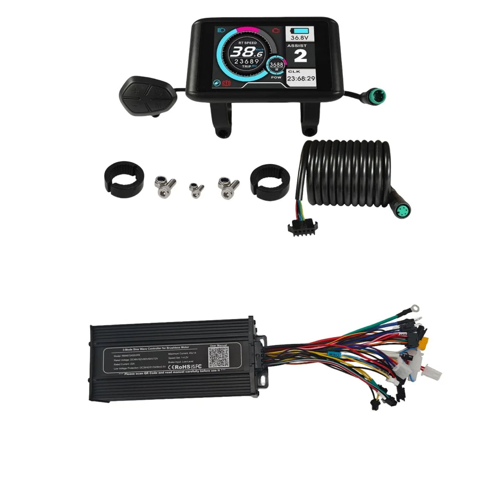 48V-72V 45A 3-mode Sine Wave ebike Controller with/without Display for 1000W-2880W Motor