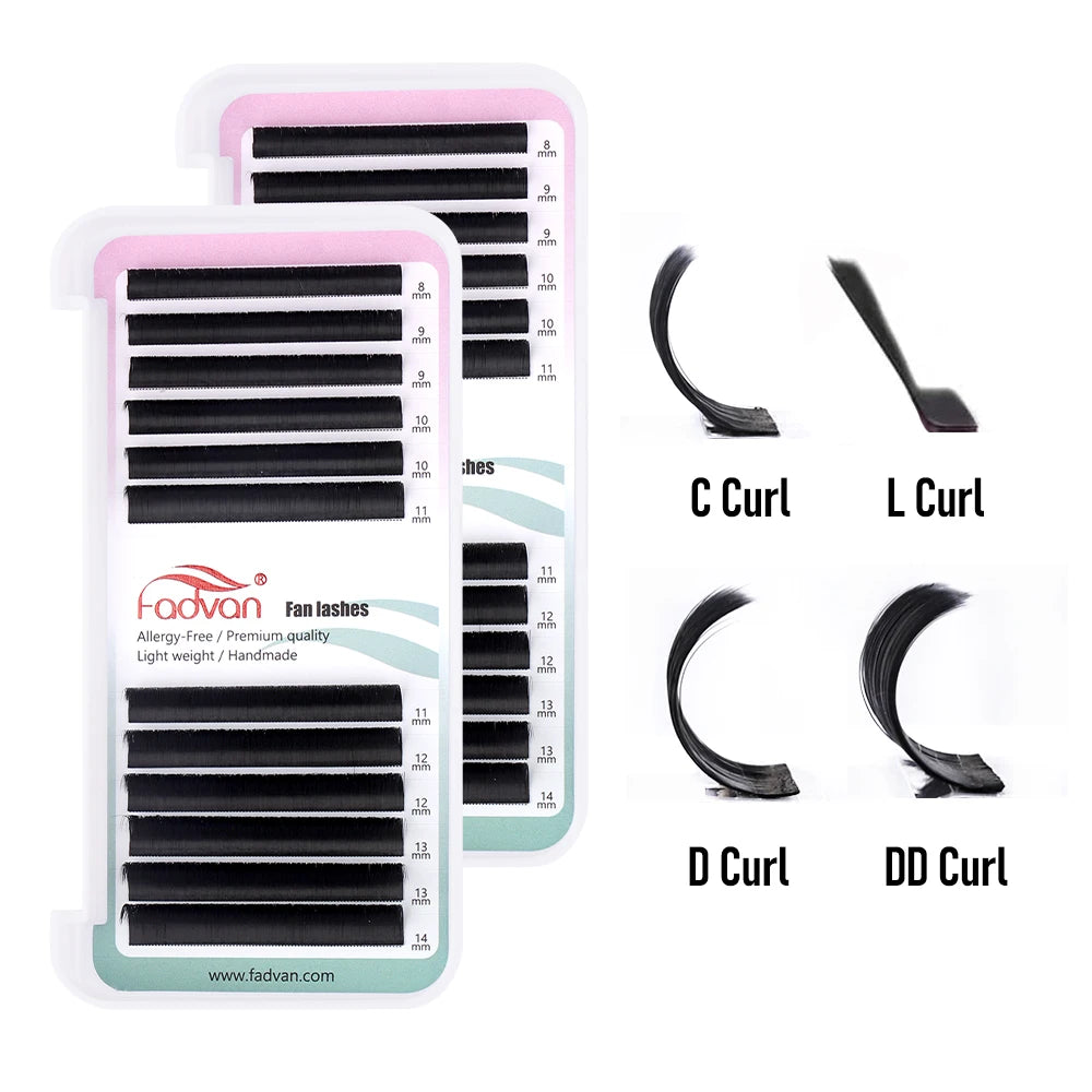 10 Case Easy Fanning Eyelash Extensions Faux mink Flare Soft Eye Lashes Russian Volume Eyelash Extensions Cilia Silk Lashes