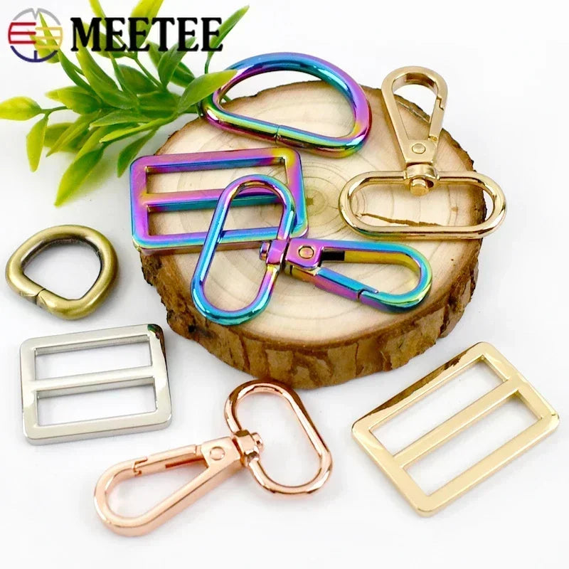 2/3Sets 16-38mm Bag Strap Lobster Buckle Metal Tri-glide Clasp For Webbing Adjuster D Ring Pet Collar Hook Hardware Accessories