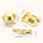 Ark of the Covenant Figurine Jewelry Box with Ten Commandments, Aaron's Rod & Manna, Gold, 1pc