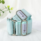 Adjustable Soft Cotton Dog Collar, Blue/Pink Plaid Styles, XS-L Neck 23-62cm