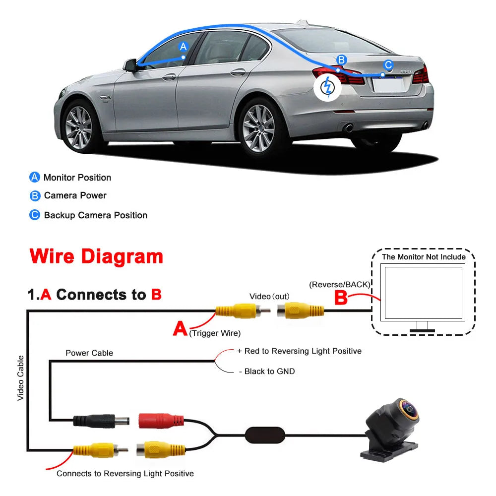 SMARTOUR 4K AHD 1080P Car Universal Rear View Camera Visual Angle Car Reverse Camera Cable Camera IP68 Waterproof Night Vision