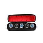 1/2/3/5/6/10 Slot Watch Travel Case,Hard Watch Roll, Travel Watch Organizer Case with Form-Fitting Pillow, Red Microfiber Lining