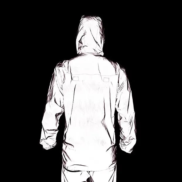 WOSAWE Full Reflective Jacket with Hoodie High Visibility Waterproof Wind Breaker Men Women Hiking Cycling Running Safety Vest