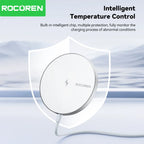 Rocoren 15W Magnetic Qi Wireless Chargers Fast Charging for iPhone 16 15 Pro Max PD Fast Charging For Xiaomi Pad Adapter