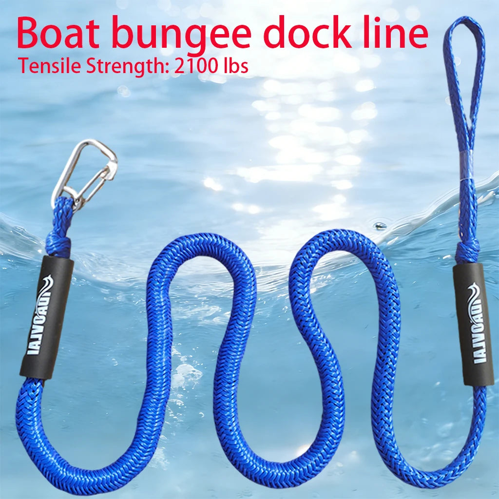 7ft Bungee Dock Line  Stainless Steel Clips Heavy Duty Shock Absorbing Boat Mooring Rope for Jet Ski Pontoon