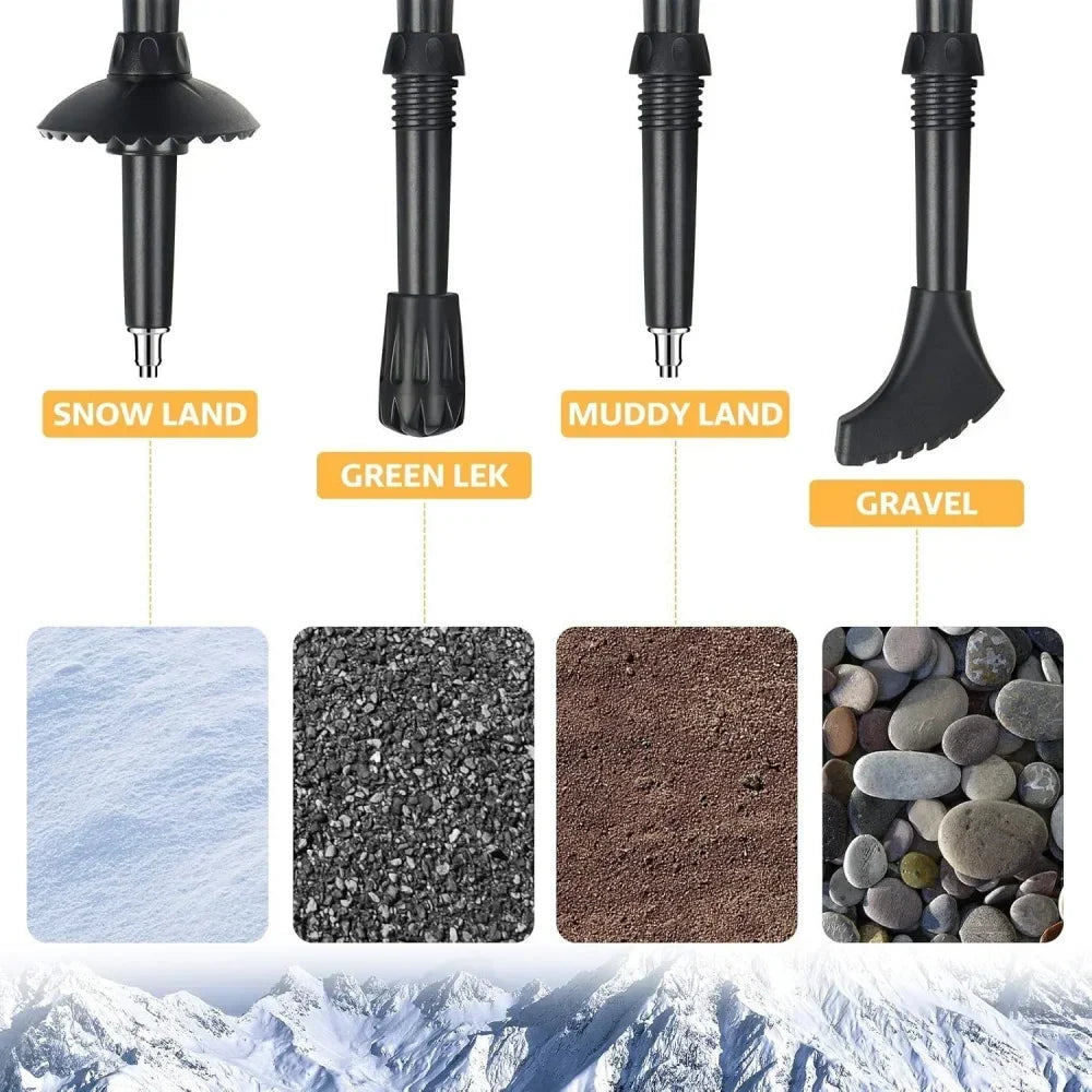 2PCS Ultralight Foldable Trekking Poles Sets Telescopic Nordic Walking Sticks Portable Outdoor Camping Hiking Gear