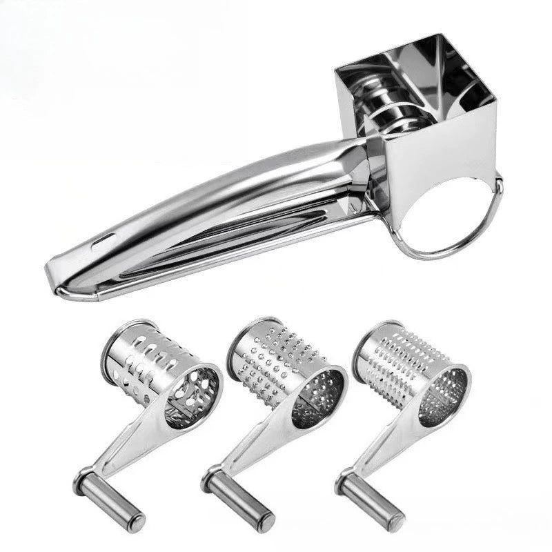 Hand Crank Rotary Cheese Grater Shredder, Stainless Steel Manual Kitchen Tool, 1pc