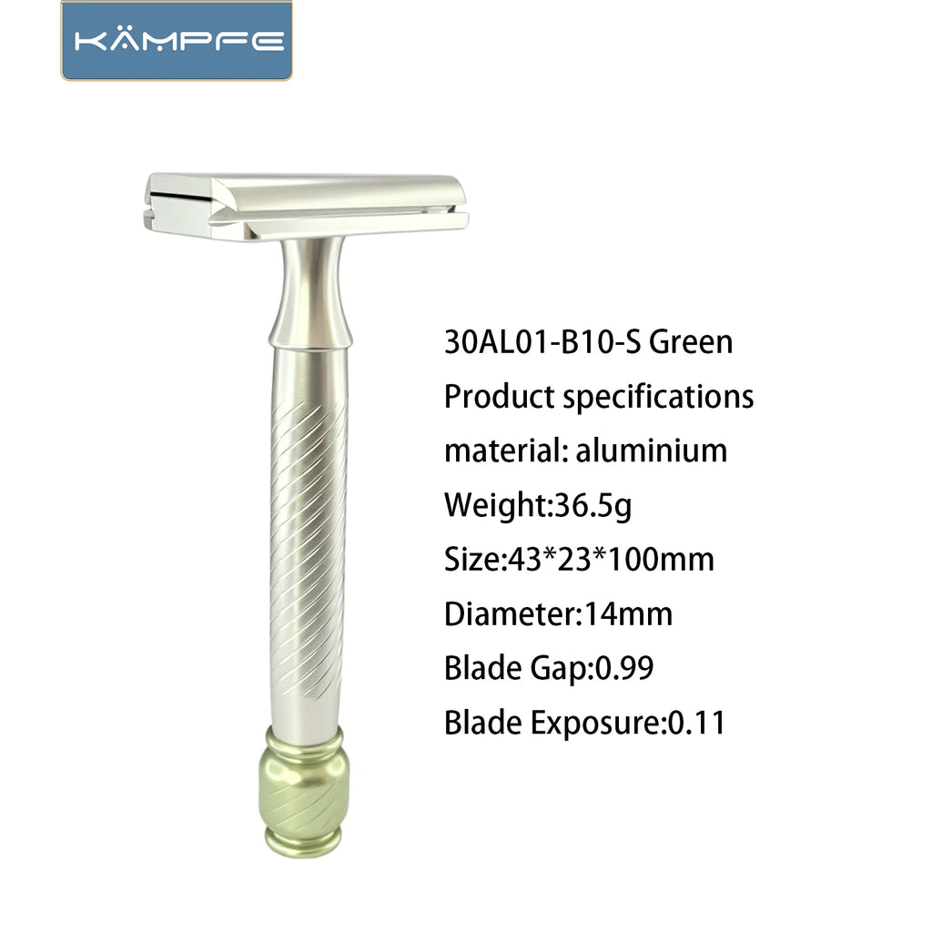 KAMPFE Traditional CNC Aluminum Metal Safety 30° Fixed Angle Razor Double Edge Manual Shaver for Close Shave Razor