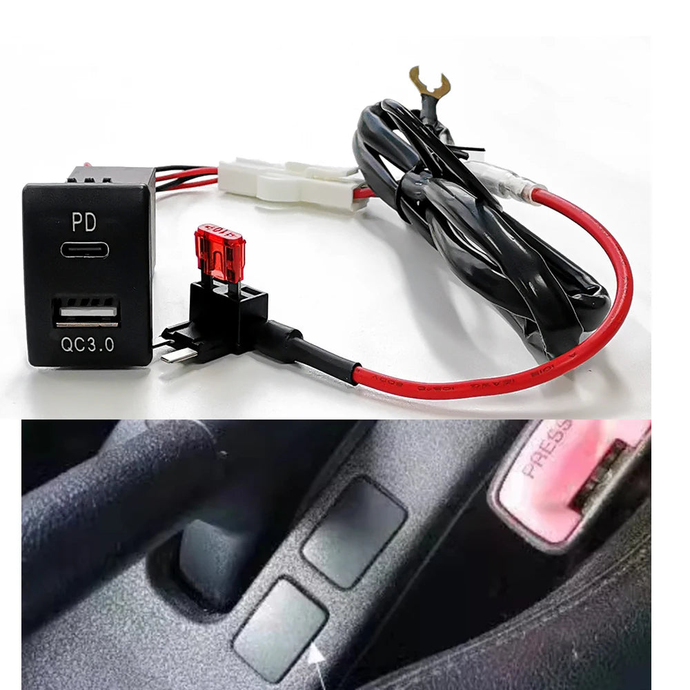 Fit For Suzuki Swift Accessories Modified Car Quick Charger Dual QC3.0 PD Phone Charger Interface Socket Adapter
