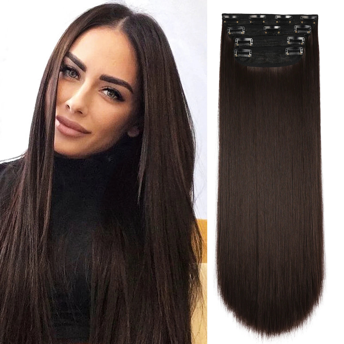 4Pcs/Set 20Inch Synthetic Hair Clip In Long Wavy Thick Hairpieces For Women Full Head Synthetic Hair Extensions Ombre Hairpieces