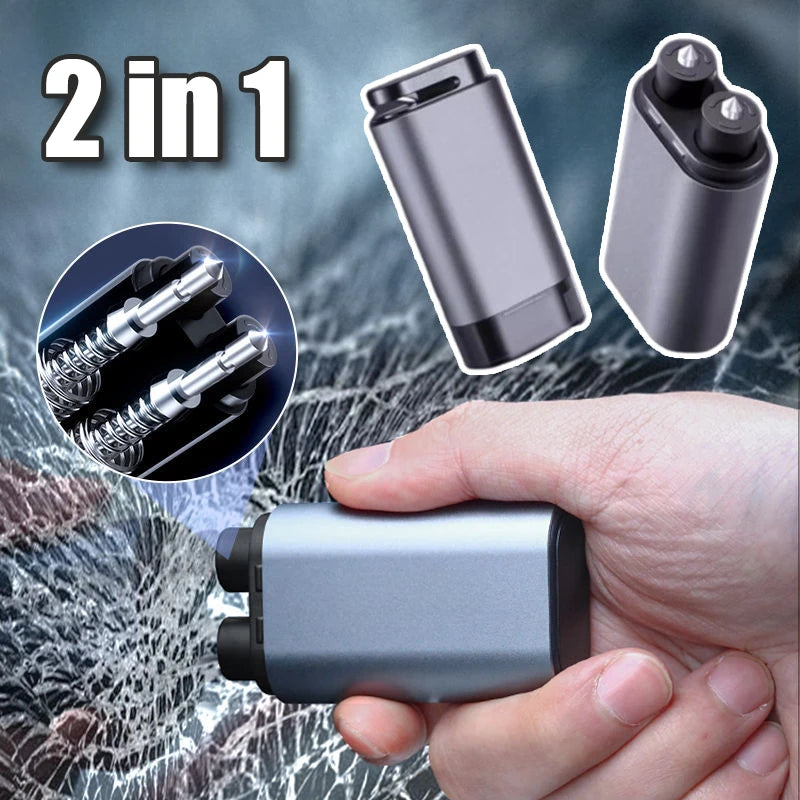 2-in-1 Car Safety Hammer Window Breaker Double Head + Seat Belt Cutter Emergency Tool