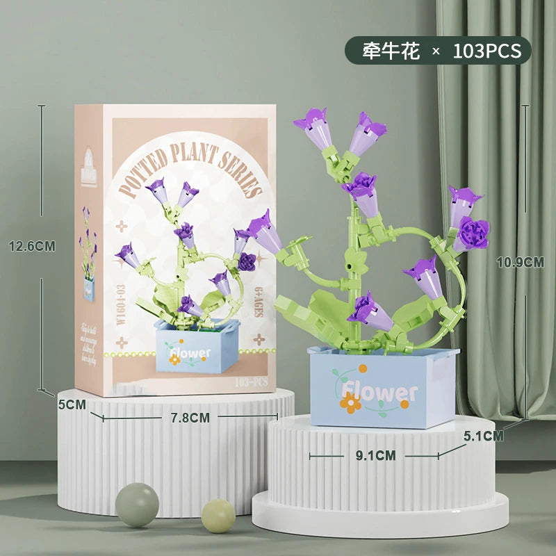 Flower Bouquet Mini Particle Building Blocks Flower Kit 3D DIY Creative Plants Micro Bricks for Home Decor Girl Gift Adults Kids