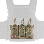 Triple Mag Pouch 5.56/7.62mm Lightweight Open Top Elastic MOLLE Mount Multi Caliber Field Use Hunting Vest Waist Gear Carrier