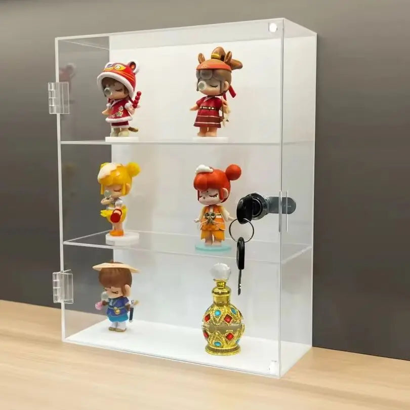 Acrylic storage cabinet used for locking cosmetics and perfume lipstick small items is handmade, dust-proof, anti loss