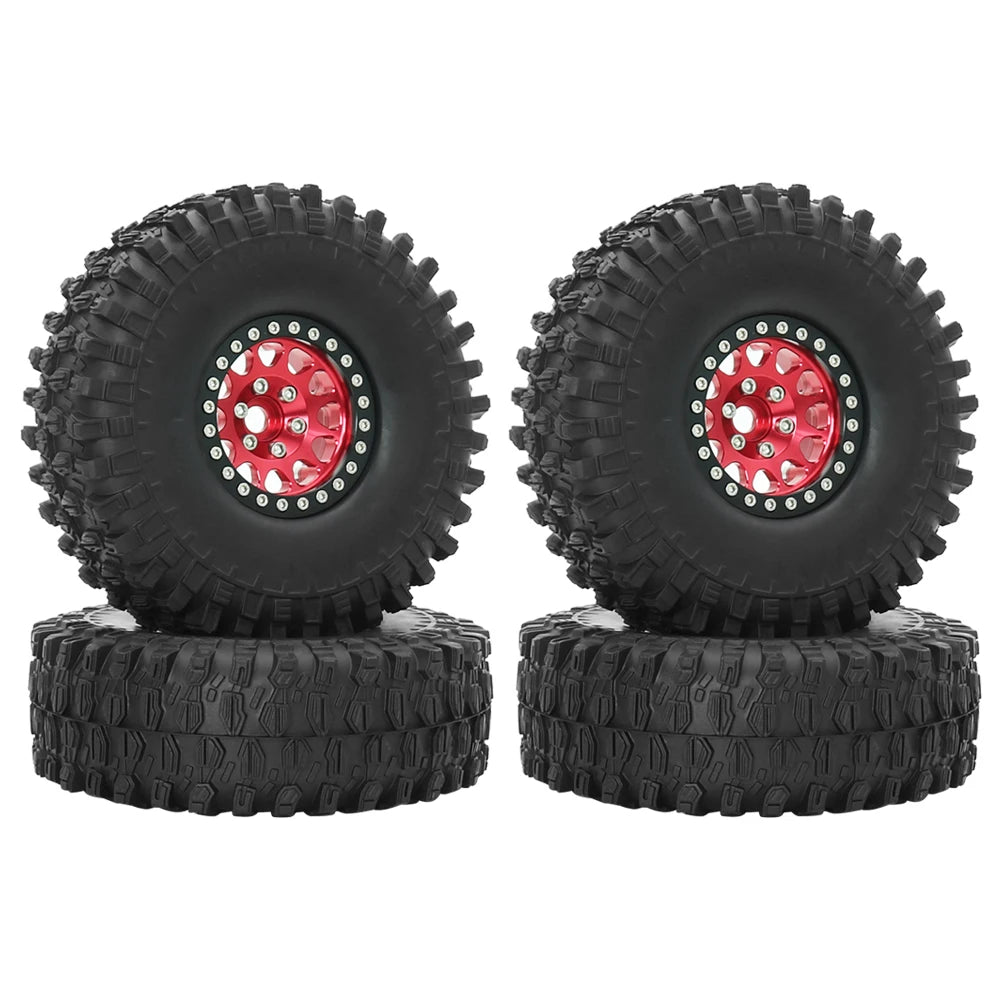 Metal 1.9 Beadlock Wheel Rim Tires Set for 1/10 RC Crawler Car Axial SCX10 III AXI03007 90046 TRX-4 Redcat GEN 8
