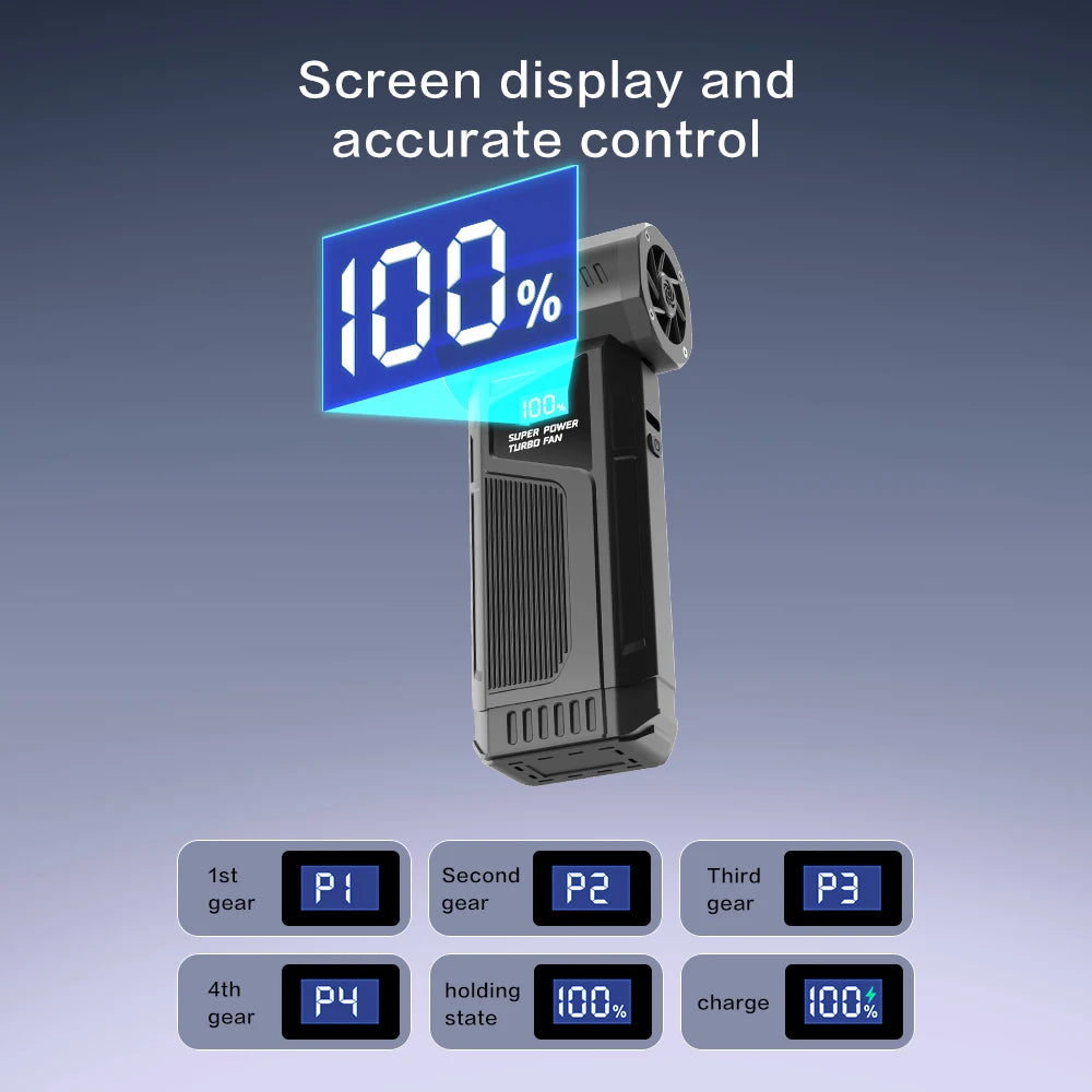 【2026 New】Wireless Jet Fan Brushless Motor Turbo Air Blower For Car Cleaning With LED Light Digital Display Portable Outdoor Use