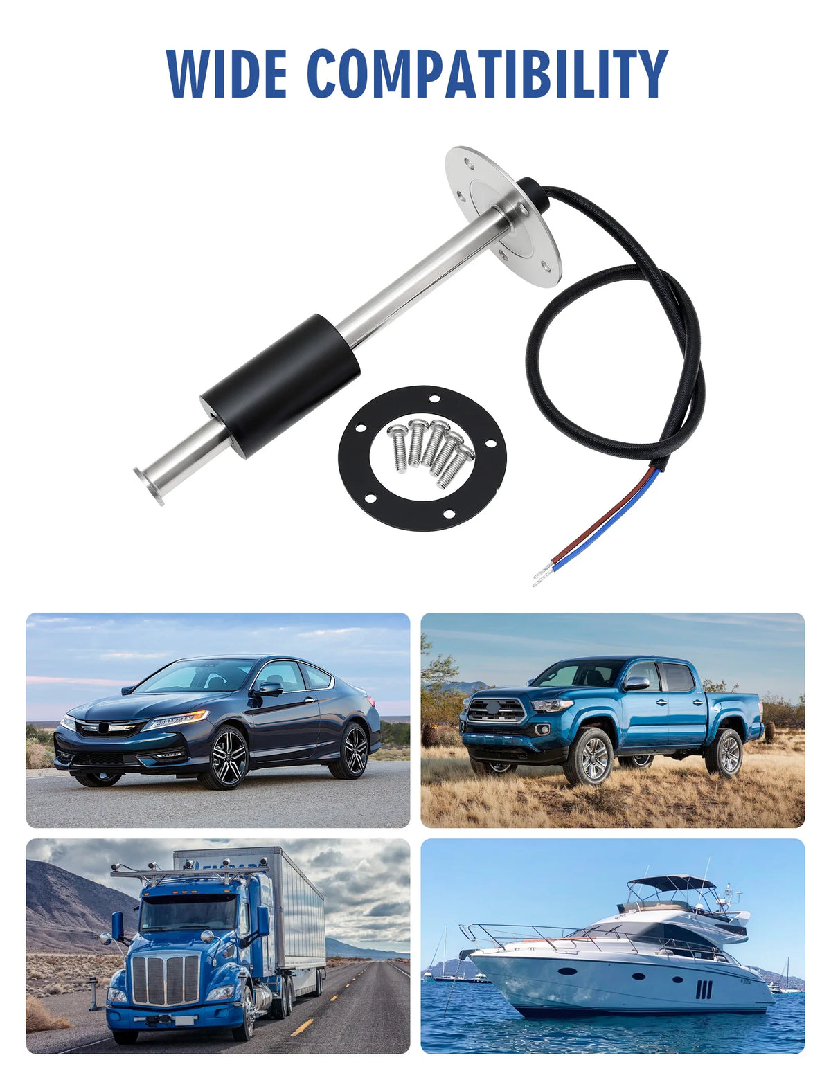0-190 ohms Fuel/Water Level Sensor For Auto Car Boat Water Tank Level Indicato Stainless Steel Fuel Level Gauge Car Accessories