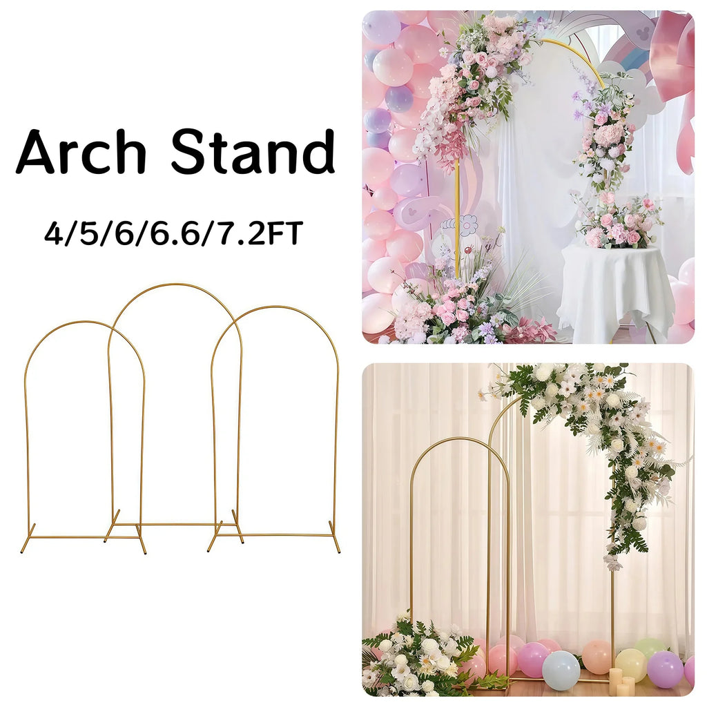 4/5/6/6.6/7.2FT Gold Wedding Arch Stand, Party Decor Balloon arch, Frame Backdrop Holder Bracket For Birthday Baby Shower