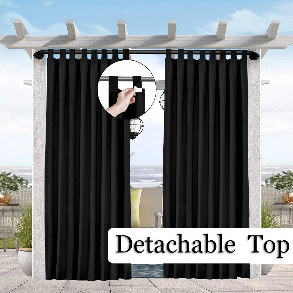 1PC Sun-Blocking & Waterproof Curtain - Easy-Hang Tab Top for PatioPergola & Gazebo Decor