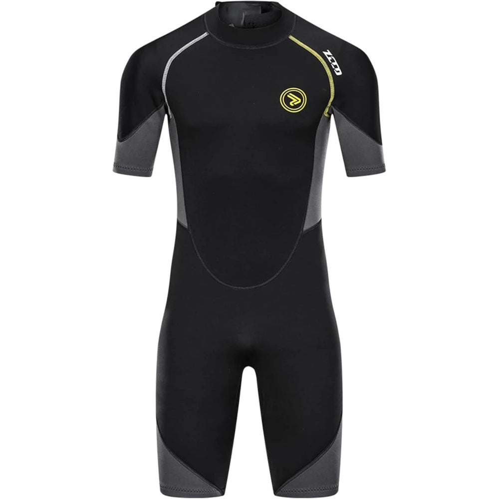 ZCCO Men's Neoprene Shorty Wetsuit Back Zip 1.5mm or 3mm Black Sizes S-4XL