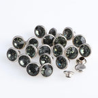 100 Sets 6/8mm Glass Rivets Rhinestone Glitter Crystal AB Silver Edge Stones Studs With Care Rhinestones for DIY Crafts Leather
