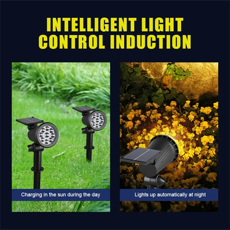 Solar LED Landscape Spotlight 9-LED Adjustable In-Ground/Wall Light IP65 Outdoor 1-4pc