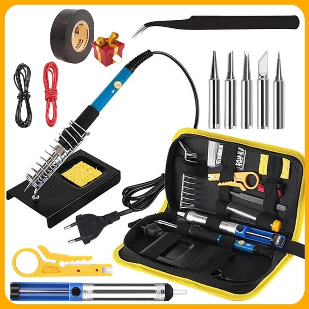 60W Soldering Iron Kit with LCD Digital Multimeter, EU/US Plug Options (908-02/908-06)
