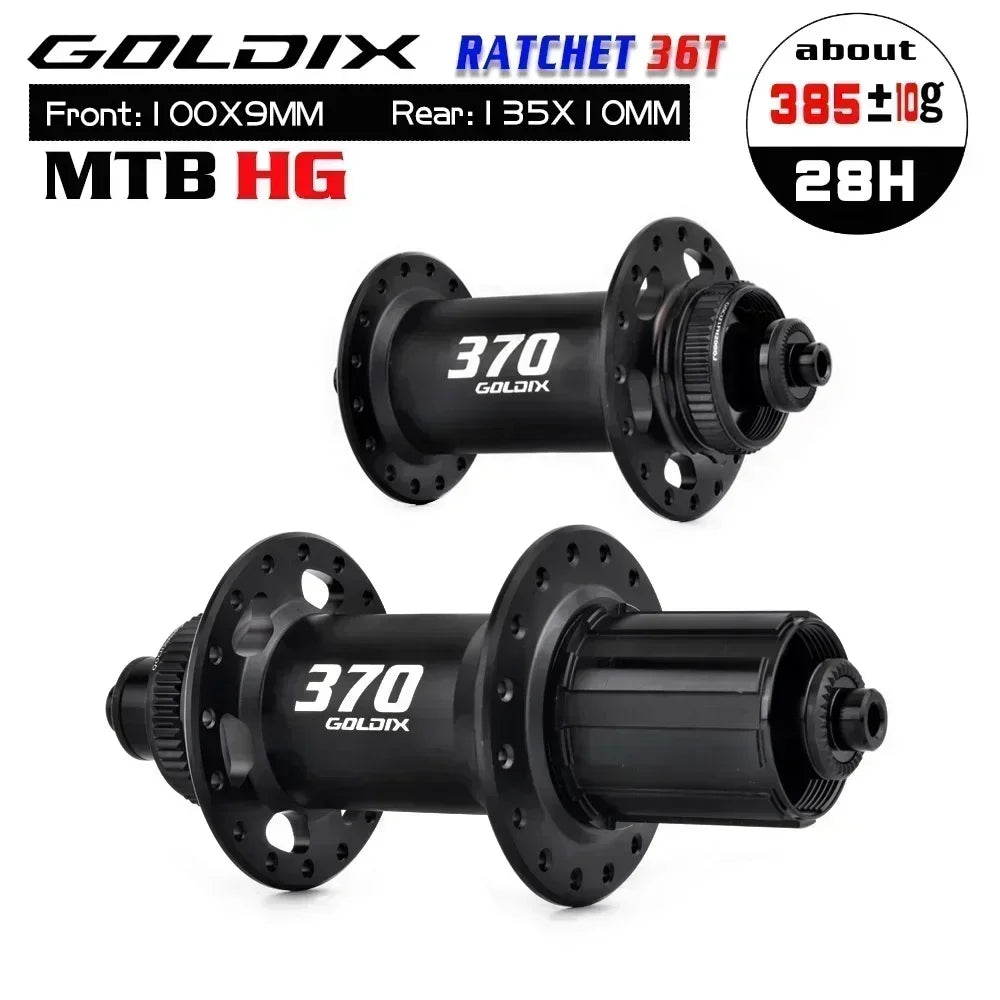 GOLDIX M370 36T Ratchet Bicycle Hubs 28 Hole J-Bend Spoke Center Lock Disc Brake Mountain Bike Hub HG/XD/MS 4pcs Seal Bearing
