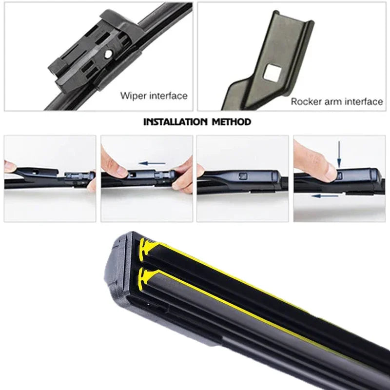 Car Windshield Wiper blades Universal Soft Double layer Rubber Frameless Bracketless car wipers 14" 16" 19" 20" 21" 22" 24"26"