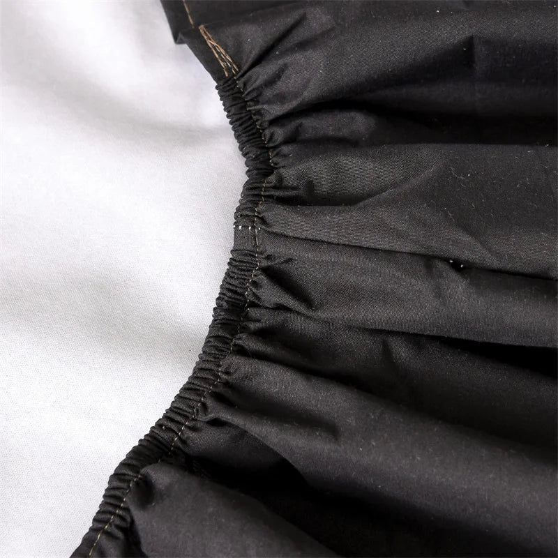 Waterproof Mattress Protector Cover Queen Size 14 inches Deep Pocket Polyester Bed Cover Solid Color Fitted Sheet (Black, Queen)
