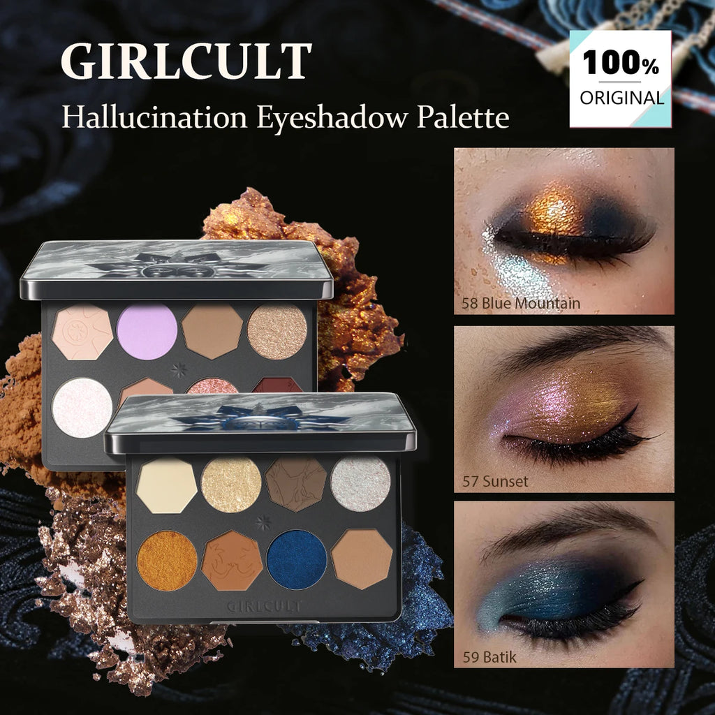 Girlcult Hallucination Eyeshadow Palette 8-Color Silky Powder Matte & Shimmer - Style 57-59