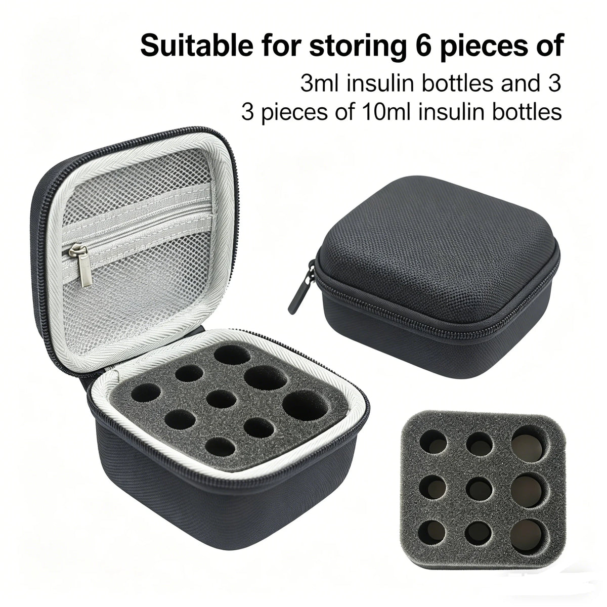 1pc Handheld peptide case insulin vial holder 9 slots for standard 3/5/10ml vial,foam protective, sale case only