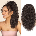 22in Drawstring Curly Ponytail Hair Extension, Synthetic Fluffy Long Curly, 1pc