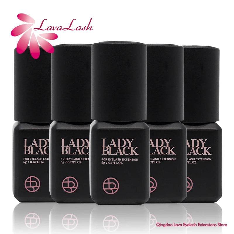 10 Bottles Lady Black Glue for Eyelash Extensions Low Irritation 5ml Korea False Lash Glue Makeup Tools Supplies Low Irritation