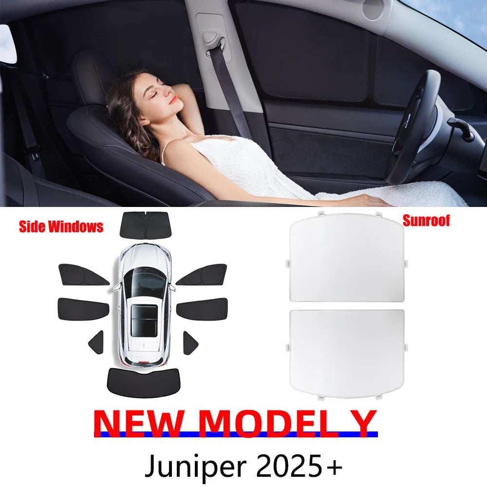 For Tesla Model Y Juniper 2025 2026 Launch Sun Shade Front Rear Side Window Sunshade Windshield Sun Outdoor Camping Accessories