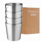 Stainless Steel Cups 10oz 6oz Camping Mugs 4pcs Reusable Premium Metal Cup Double Wall Drinking Tumbler for BBQ Home Drink Tools