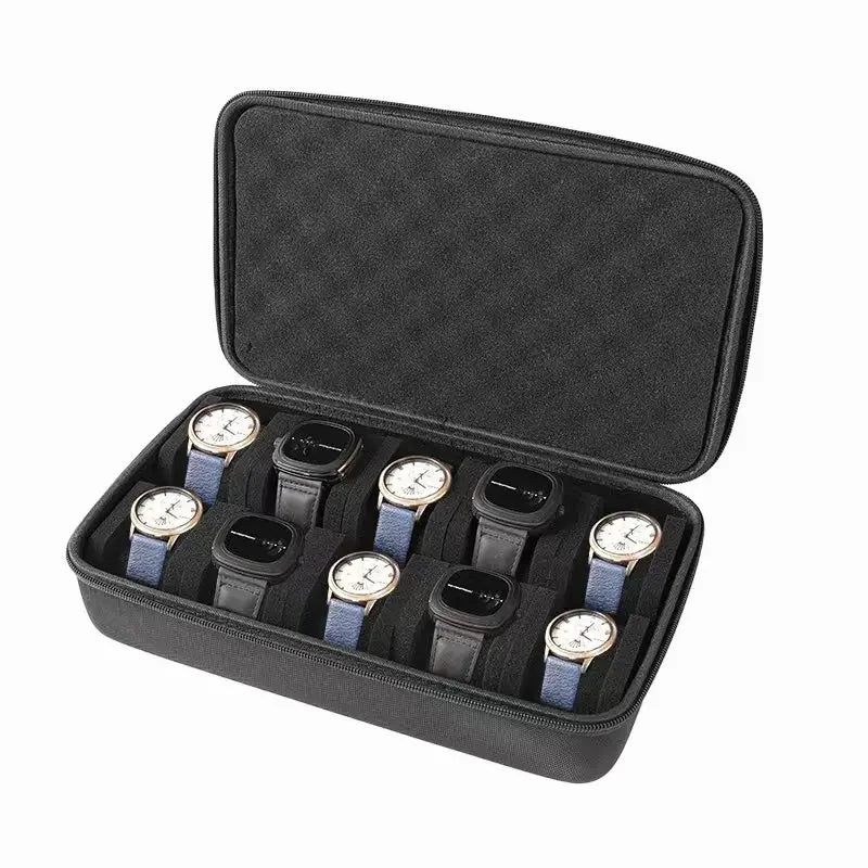 1/2/3/5/6/10 Slot Watch Travel Case,Hard Watch Roll, Travel Watch Organizer Case with Form-Fitting Pillow, Red Microfiber Lining