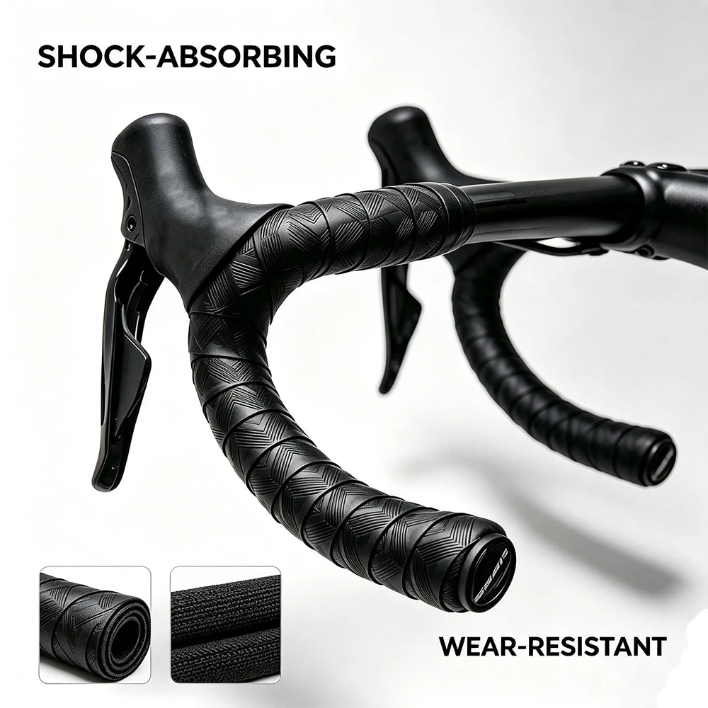 SEER Anti-Slip Road Bike Handlebar Tape PU+EVA Silicone Shockproof Handle Bar Tape With Bar End Plugs Bicycle Accessories