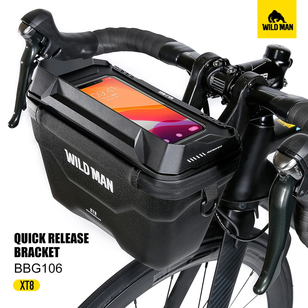 WILD MAN XT8 EVA Handlebar Bag for E-Scooters/Foldable Bikes – Waterproof TPU Touch Screen, Quick-Release Mount