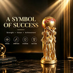 1 Piece of Light Luxury Art Ornament Featuring Three People Holding a Ball, with a Golden Texture and Engraved Text: the World Is Yours, a Great Item for Creating an Inspirational Atmosphere on the Living Room Table