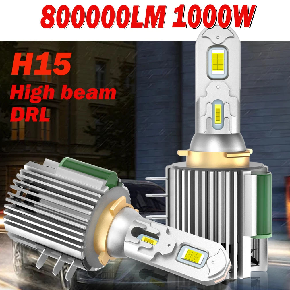 Turbo H15 Canbus Led Bulbs for Volkswagen Golf 7 High Beam Headlights DRL Daytime Running Lights White 6500K 30000LM