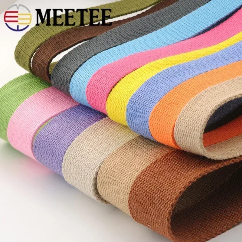 5Meters 1.3mm 20-50mm Cotton Webbings Tape for Bag Strap Backpack Label Ribbon Band Clothes Bias Binding DIY Sewing Accessories