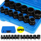 10/13Pcs Impact Damaged Bolt Nut Remover Extractor Socket Tool Set Nut Removal Wrench