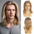 HAIRJOY Synthetic Hair Men Blonde Wig Short Layered Synthetic Wig Halloween Cosplay Costume Party Full Wigs