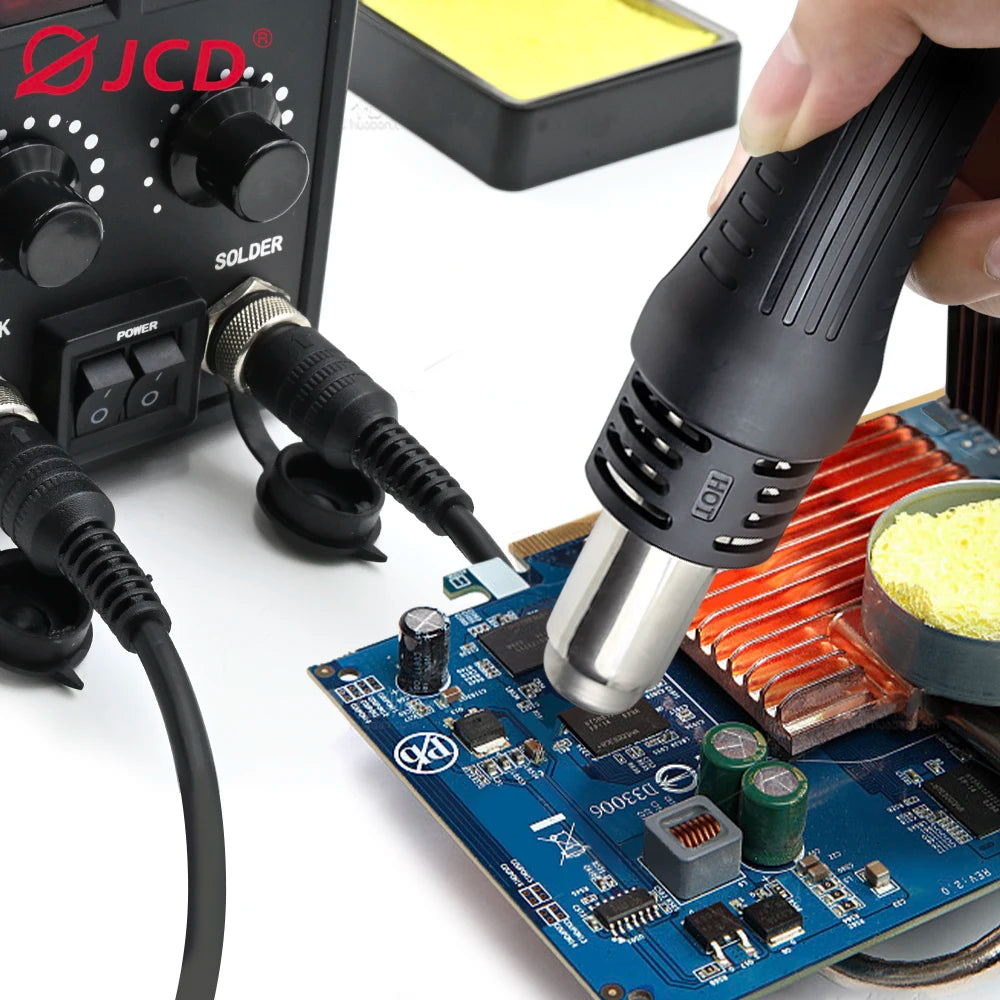 JCD 8586D Soldering Station 2 IN 1 Hot Air Gun Solder Station with 2 Digital display,10-Minute Sleep Mode for SMD Rework 220V